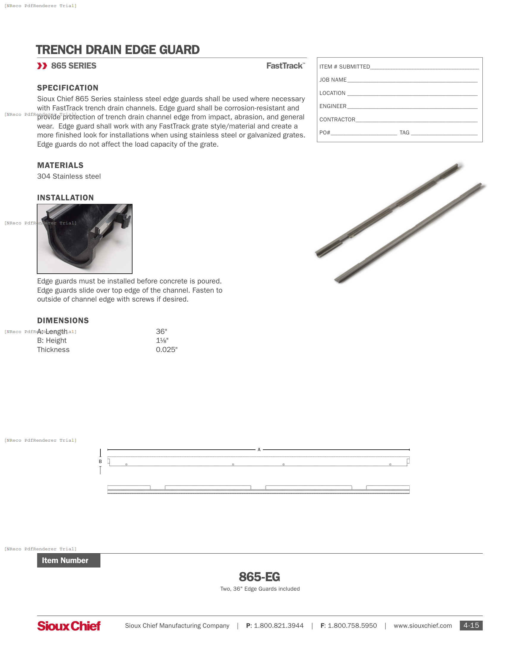 865-EG - FASTTRACK EDGE GUARD - SPEC SHEET.PDF Specification Document